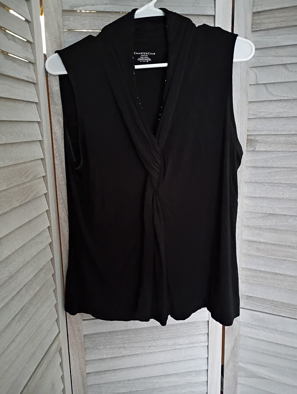 Charter Club Petite Large Black Sleeveless Blouse FITS TRUE, REG. LENGTH